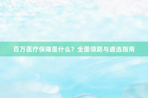 百万医疗保障是什么？全面领路与遴选指南